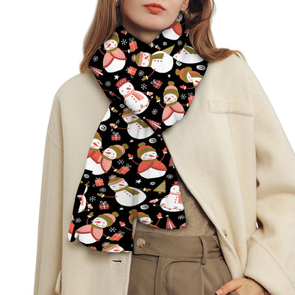 Holiday Snowman Pattern Print Scarf
