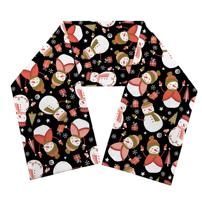 Holiday Snowman Pattern Print Scarf