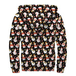 Holiday Snowman Pattern Print Sherpa Lined Zip Up Hoodie