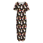 Holiday Snowman Pattern Print Short Sleeve Long Nightdress