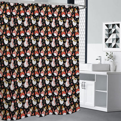 Holiday Snowman Pattern Print Shower Curtain