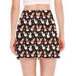 Holiday Snowman Pattern Print Side Slit Mini Skirt