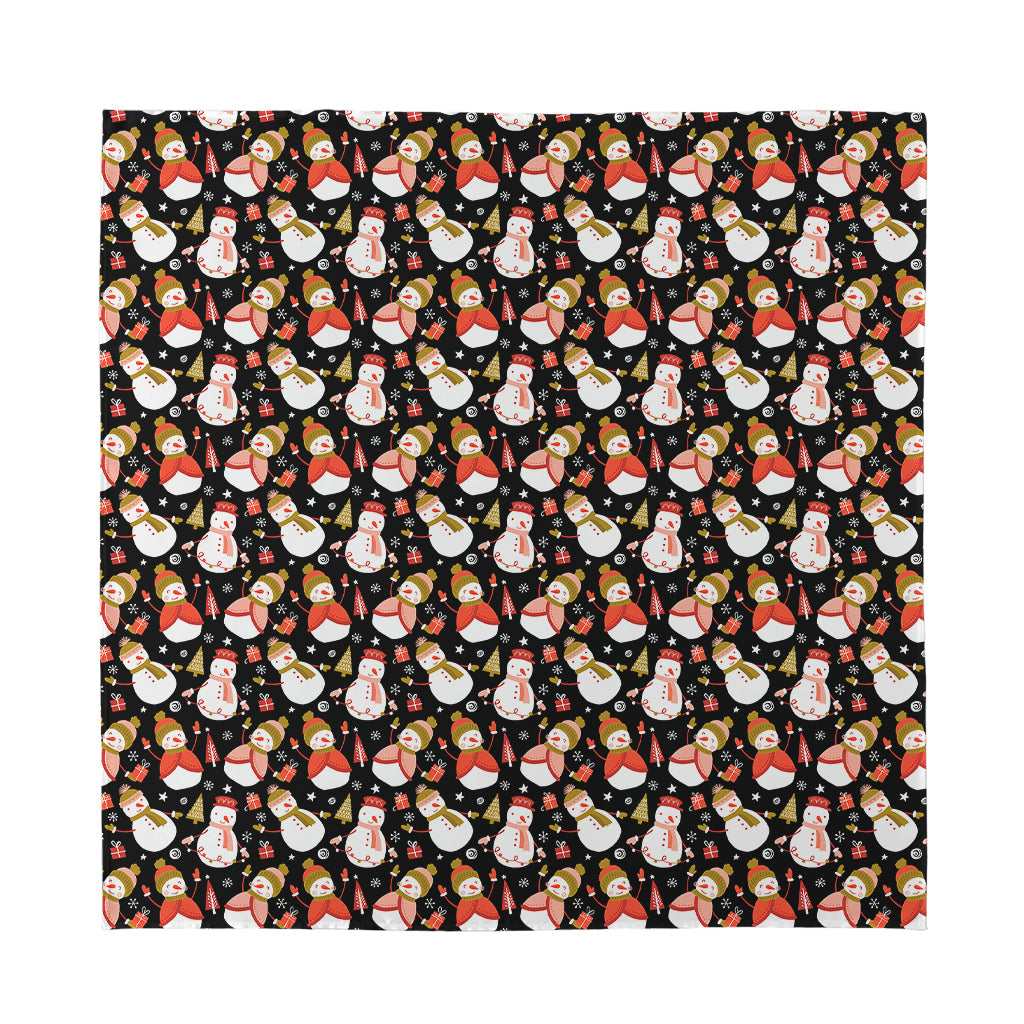 Holiday Snowman Pattern Print Silk Bandana