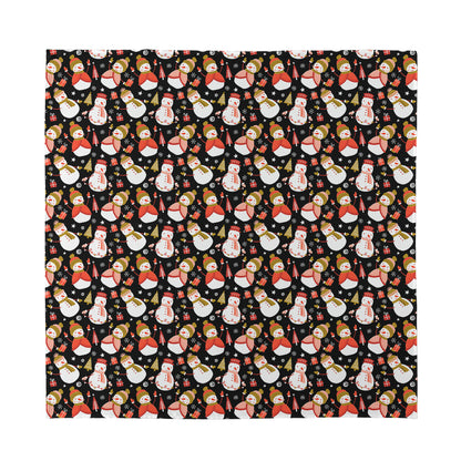 Holiday Snowman Pattern Print Silk Bandana