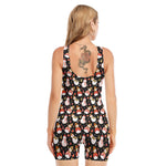Holiday Snowman Pattern Print Sleeveless One Piece Swimsuit
