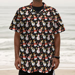 Holiday Snowman Pattern Print Textured Short Sleeve Shirt