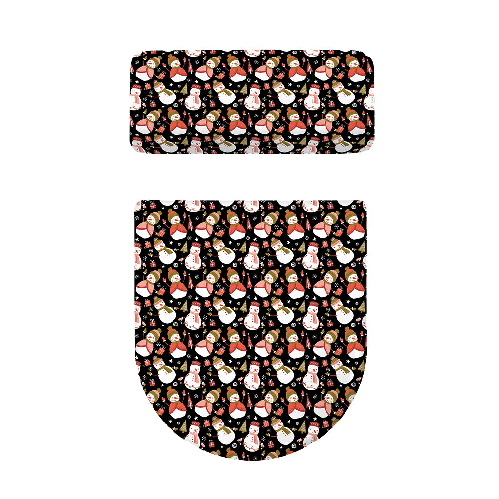 Holiday Snowman Pattern Print Toilet Lid And Tank Cover Set