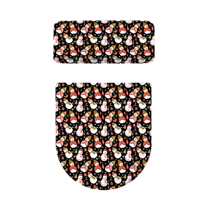 Holiday Snowman Pattern Print Toilet Lid And Tank Cover Set