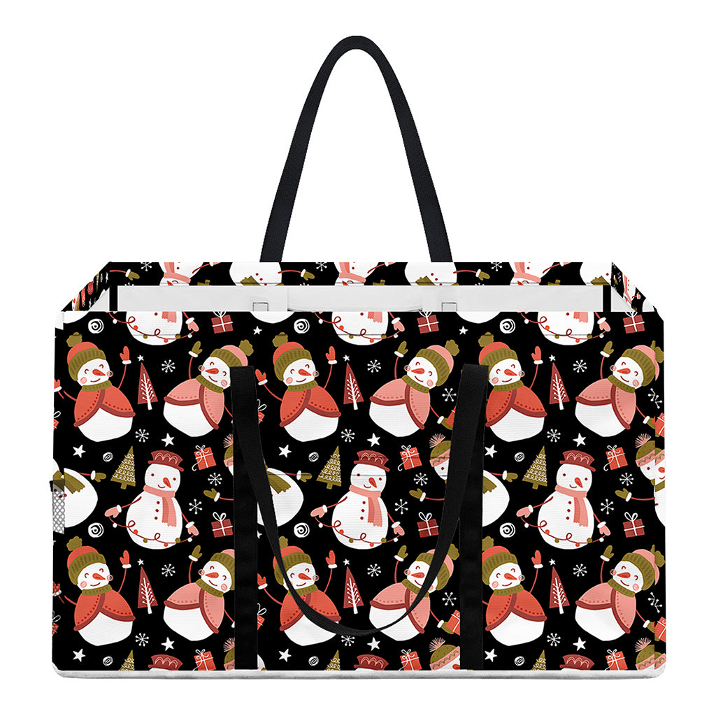 Holiday Snowman Pattern Print Utility Tote Bag