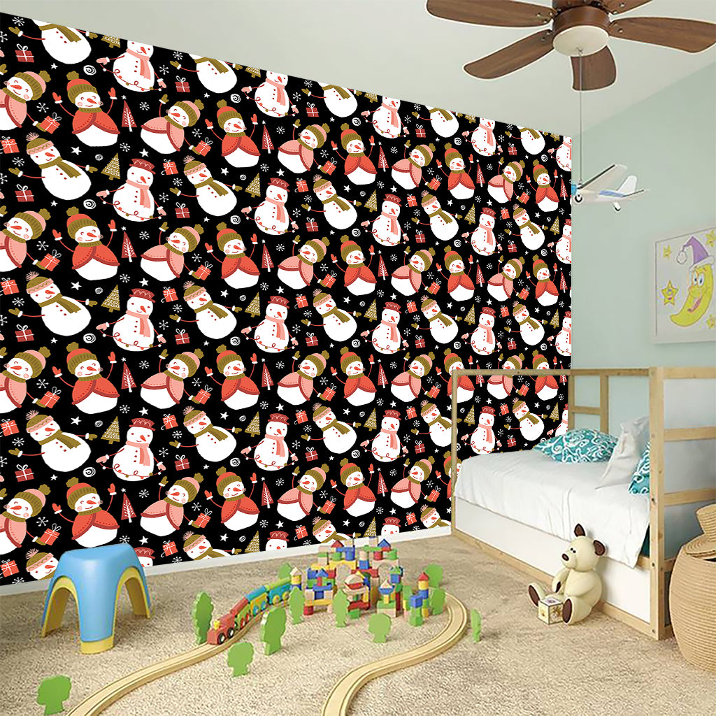 Holiday Snowman Pattern Print Wall Sticker
