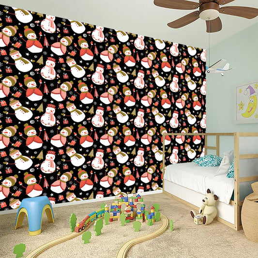 Holiday Snowman Pattern Print Wall Sticker