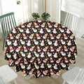 Holiday Snowman Pattern Print Waterproof Round Tablecloth