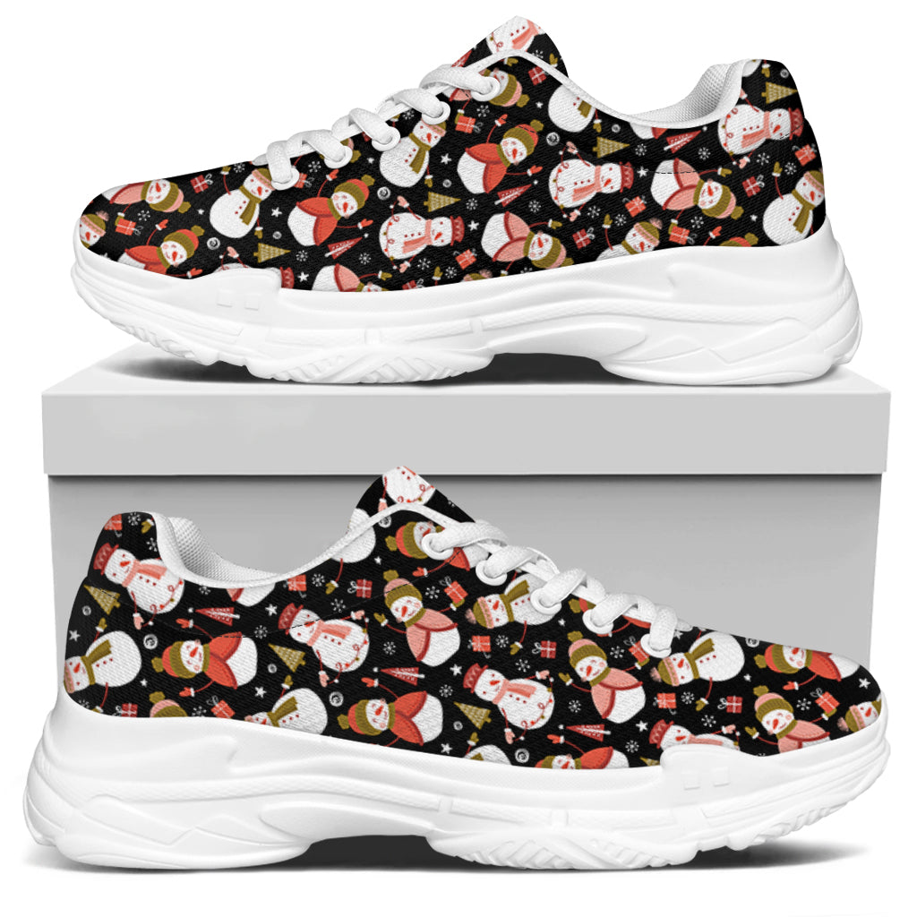 Holiday Snowman Pattern Print White Chunky Shoes