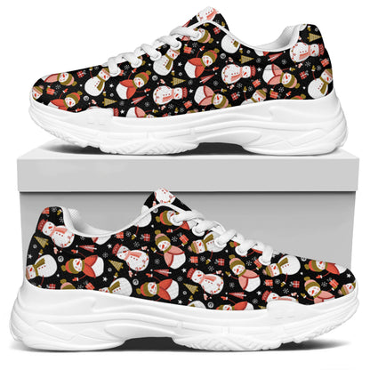 Holiday Snowman Pattern Print White Chunky Shoes