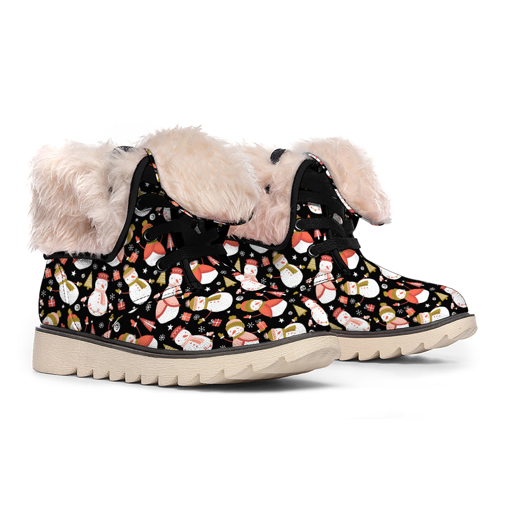 Holiday Snowman Pattern Print Winter Boots