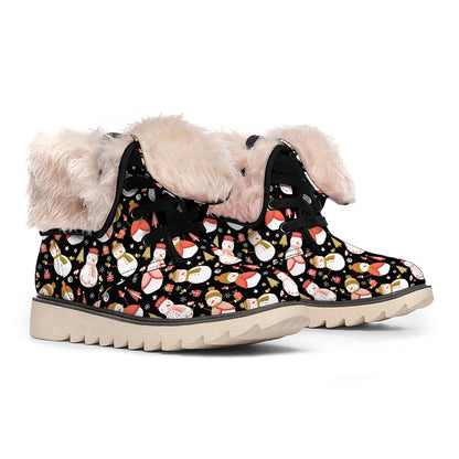 Holiday Snowman Pattern Print Winter Boots