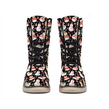 Holiday Snowman Pattern Print Winter Boots