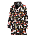 Holiday Snowman Pattern Print Women's Bathrobe
