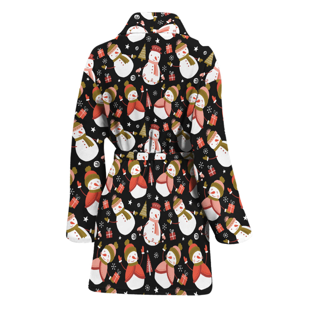 Holiday Snowman Pattern Print Women's Bathrobe