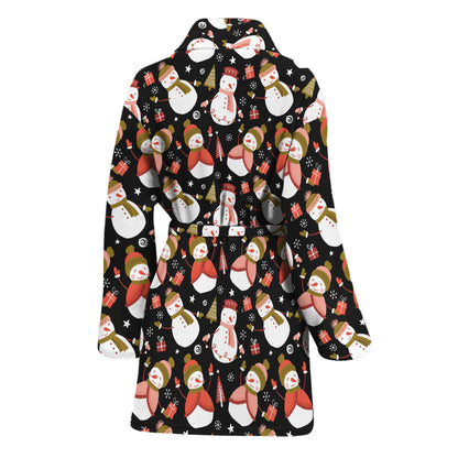 Holiday Snowman Pattern Print Women's Bathrobe