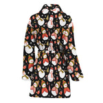 Holiday Snowman Pattern Print Women's Bathrobe