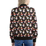 Holiday Snowman Pattern Print Women's Bomber Jacket