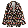 Holiday Snowman Pattern Print Women's Cotton Blazer