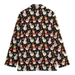 Holiday Snowman Pattern Print Women's Cotton Blazer