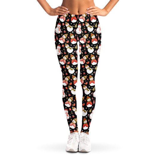 Holiday Snowman Pattern Print Women's Leggings
