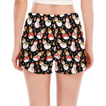 Holiday Snowman Pattern Print Women's Split Running Shorts