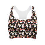 Holiday Snowman Pattern Print Women's Sports Bra