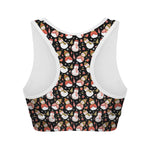 Holiday Snowman Pattern Print Women's Sports Bra