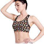 Holiday Snowman Pattern Print Women's Sports Bra