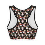 Holiday Snowman Pattern Print Women's Sports Bra