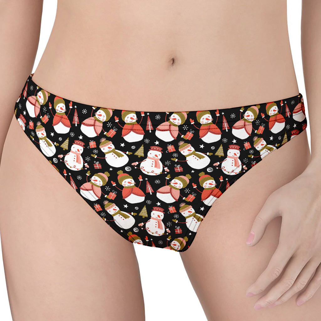 Holiday Snowman Pattern Print Women's Thong