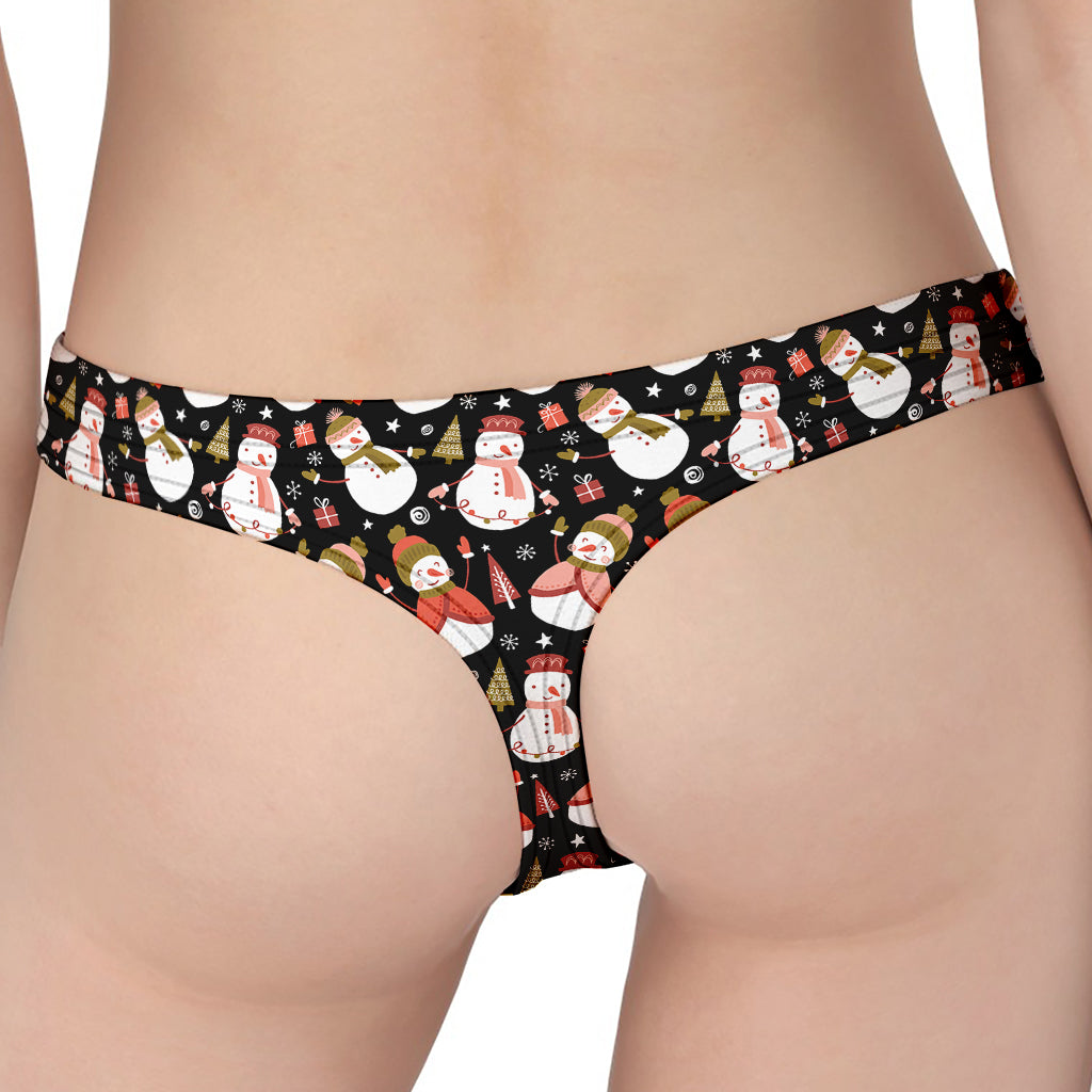 Holiday Snowman Pattern Print Women's Thong