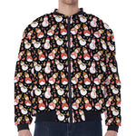 Holiday Snowman Pattern Print Zip Sleeve Bomber Jacket