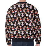 Holiday Snowman Pattern Print Zip Sleeve Bomber Jacket