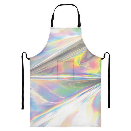 Holographic Art Print Bib Apron With Pocket