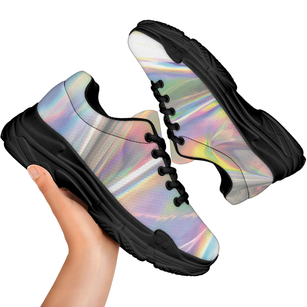 Holographic Art Print Black Chunky Shoes