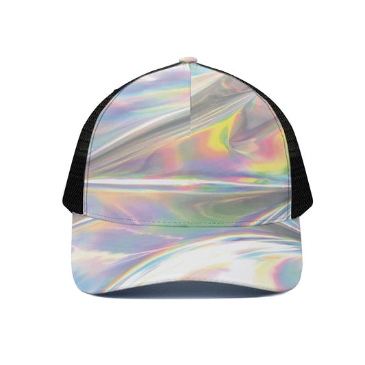 Holographic Art Print Black Mesh Trucker Cap