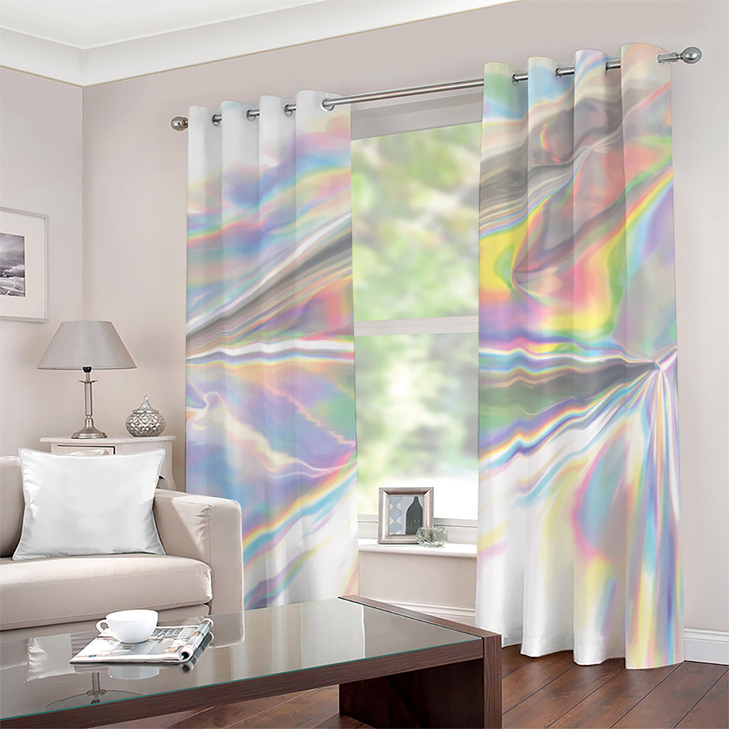 Holographic Art Print Blackout Grommet Curtains