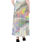 Holographic Art Print Chiffon Maxi Skirt