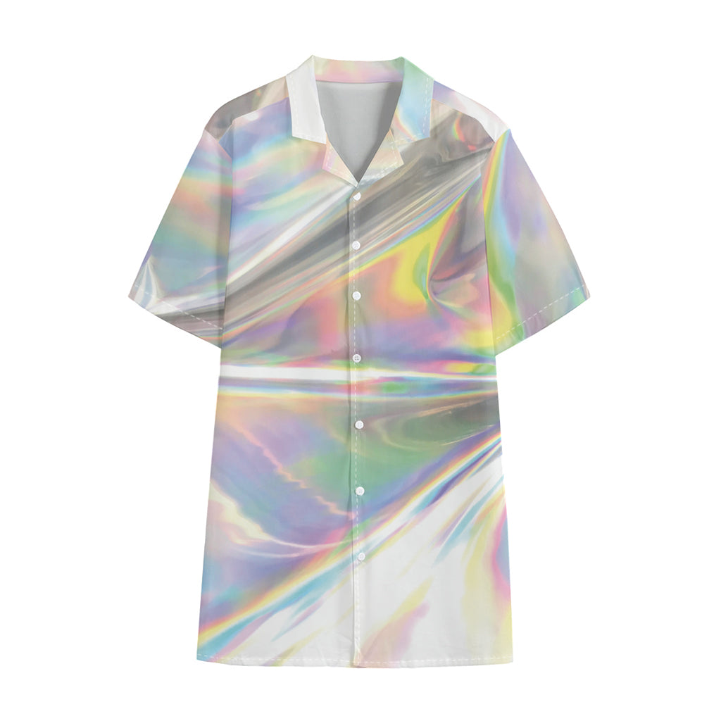 Holographic Art Print Cotton Hawaiian Shirt