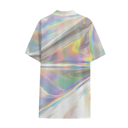 Holographic Art Print Cotton Hawaiian Shirt