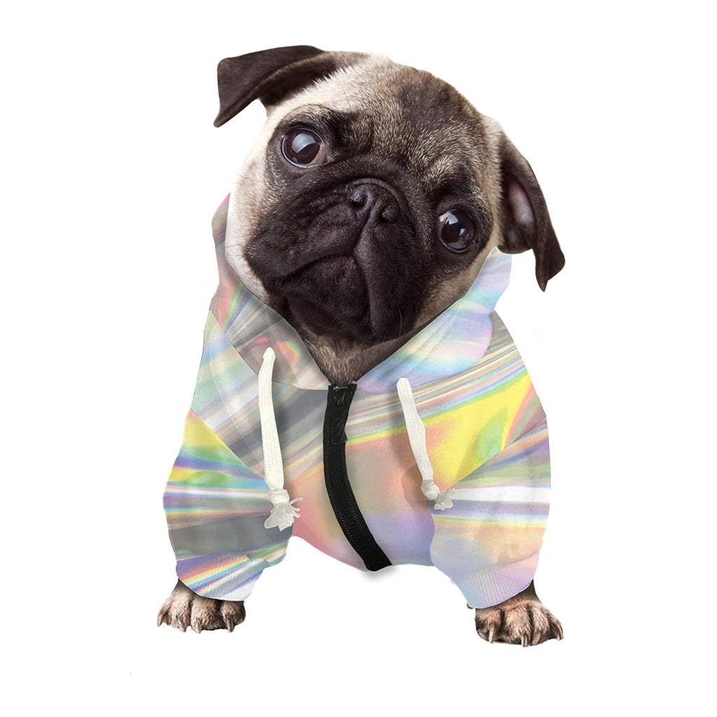 Holographic Art Print Dog Zip Up Hoodie
