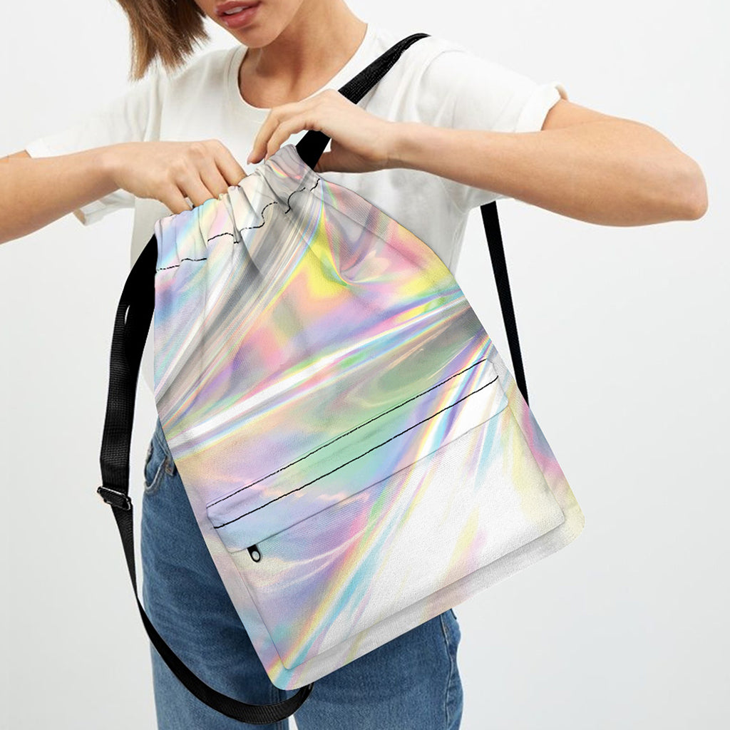 Holographic Art Print Drawstring Backpack