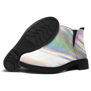 Holographic Art Print Flat Ankle Boots