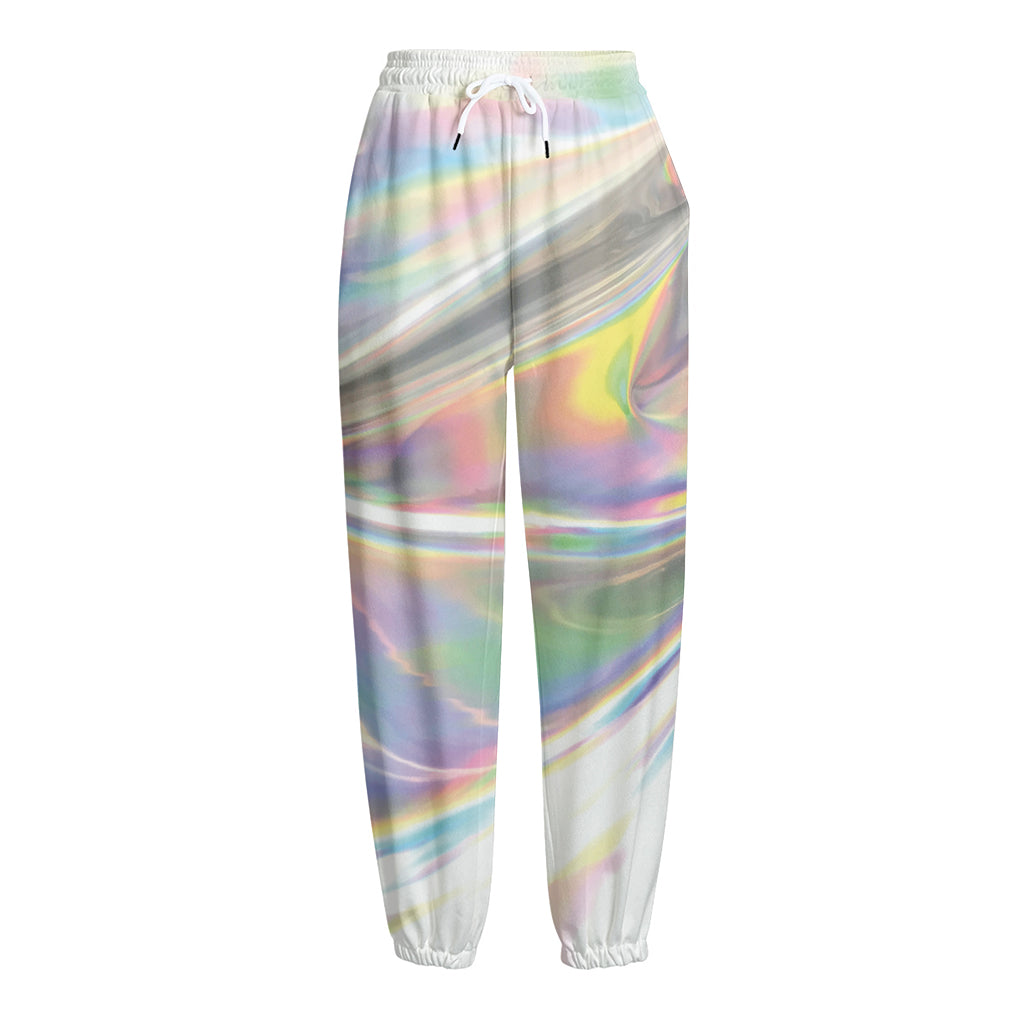 Holographic Art Print Fleece Lined Knit Pants