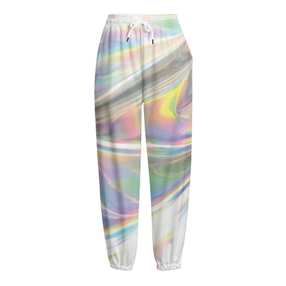 Holographic Art Print Fleece Lined Knit Pants